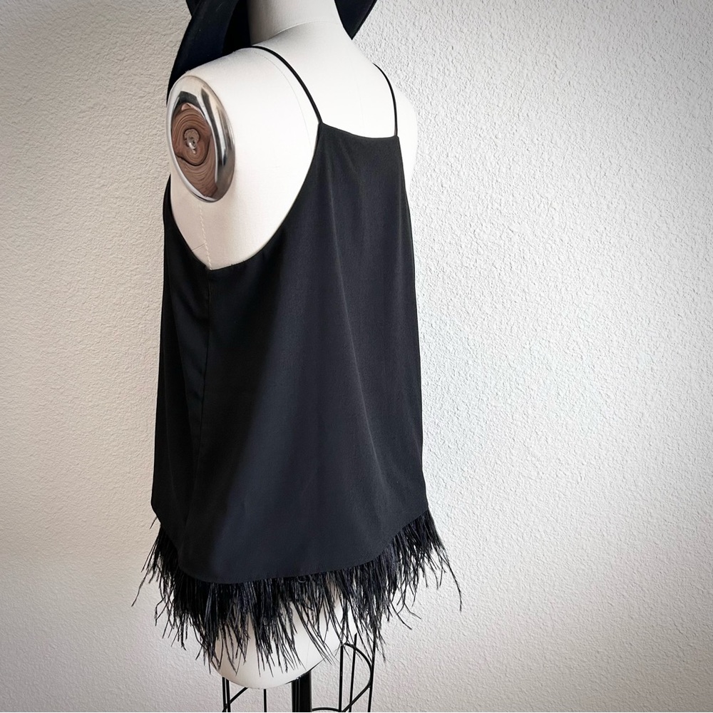 AMARYLLIS BLACK CONTEMPORARY FEATHER DETAILED COCKTAIL HOUR BLOUSE - Picture 4 of 7